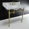 Fauceture KVPB36M8SQ7ST 36" Carrara Marble Vanity Top with Stainless Steel Legs, Marble White/Brushed Brass KVPB36M8SQ7ST - alternate 5